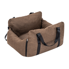 Plush Car Booster Seat for Medium Dogs – All-Season Warm Travel Bed with Pee Tray Space