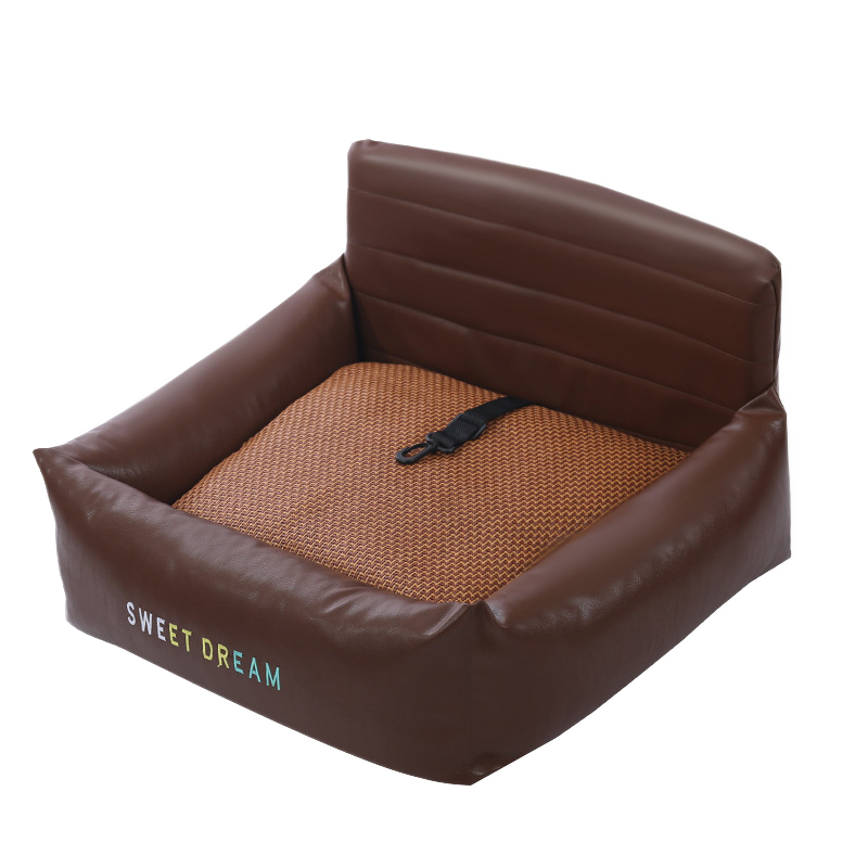 Luxury Waterproof PU Leather Car Booster Seat & Indoor Bed for Dogs