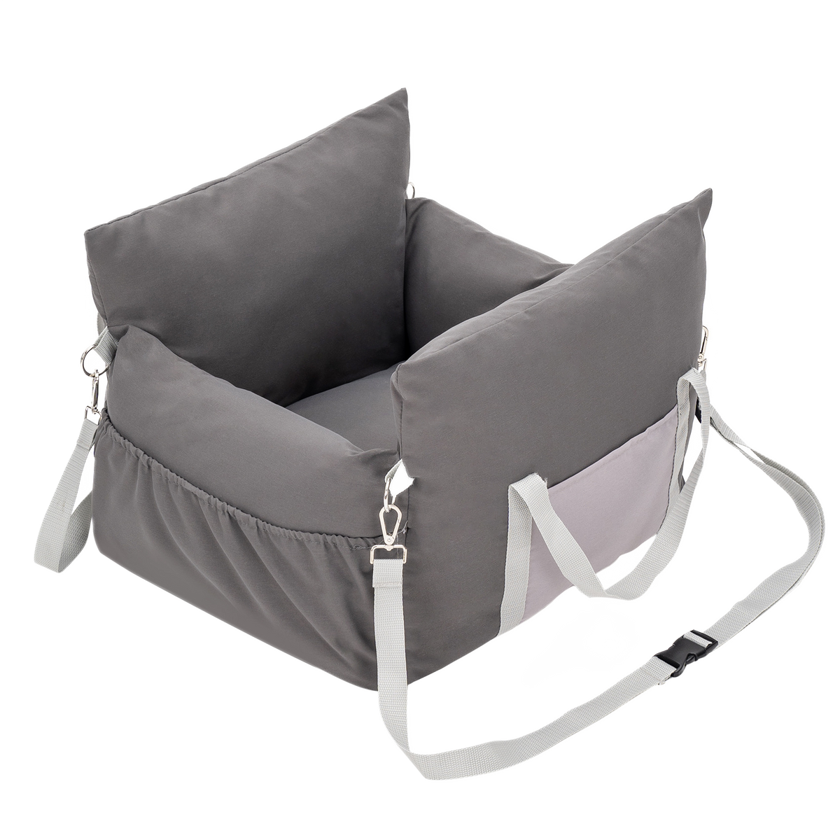 Plush Car Booster Seat for Medium Dogs – All-Season Warm Travel Bed with Pee Tray Space